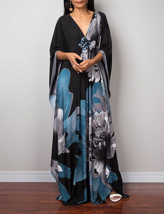 Bsubseach Plus Size Caftan Dress for Women Long Beach Kaftans Swimwear Beach Cover Ups Resort Wear