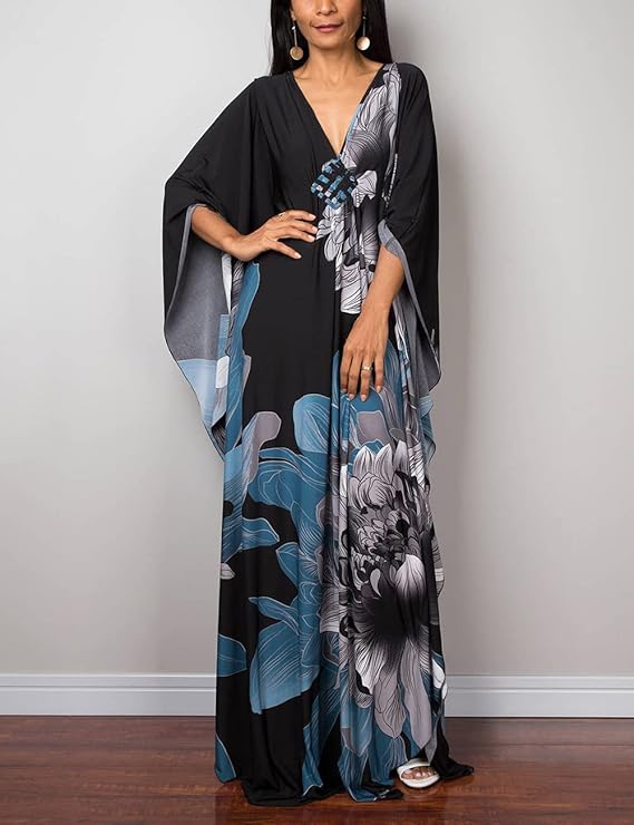 Bsubseach Plus Size Caftan Dress for Women Long Beach Kaftans Swimwear Beach Cover Ups Resort Wear