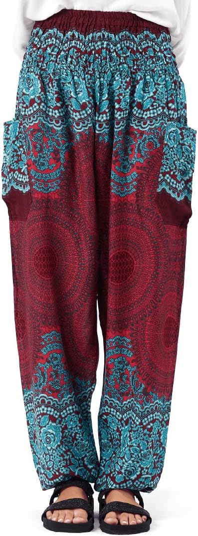 Happy Trunks Harem Pants Women- Hippie Pants with Pockets- Casual Loose Boho Clothing Yoga Beach Festival Lounge Gypsy Pants