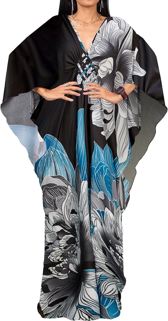 Bsubseach Plus Size Caftan Dress for Women Long Beach Kaftans Swimwear Beach Cover Ups Resort Wear