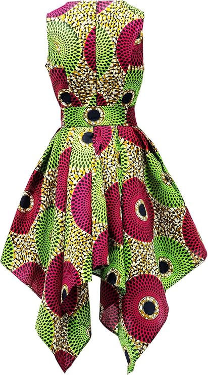 Shenbolen Women African Print Dress Kente Tradition Dresses