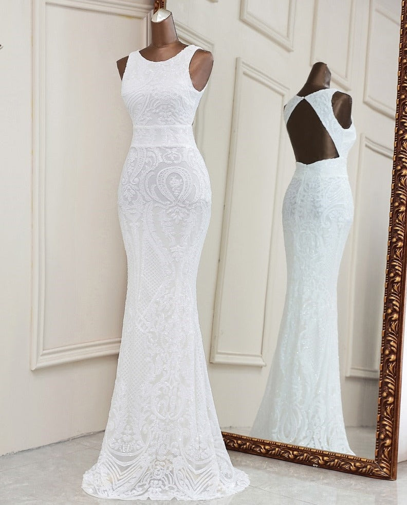 Backless Wedding dress / Evening Dress - Robe de Mariée