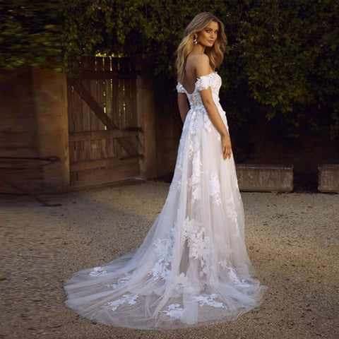 Off the Shoulder Lace Wedding Dresses - Robe de Mariée
