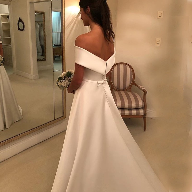 Simple Satin Wedding Dresses - Robe de Mariée