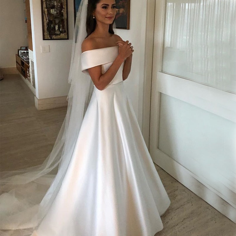 Simple Satin Wedding Dresses - Robe de Mariée