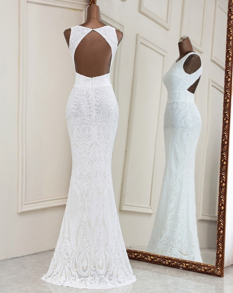 Backless Wedding dress / Evening Dress - Robe de Mariée